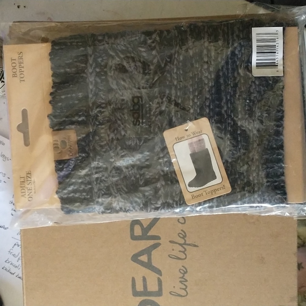 BearPaw Boot Toppers , Adult One Size Fits All, , Black and grey.
